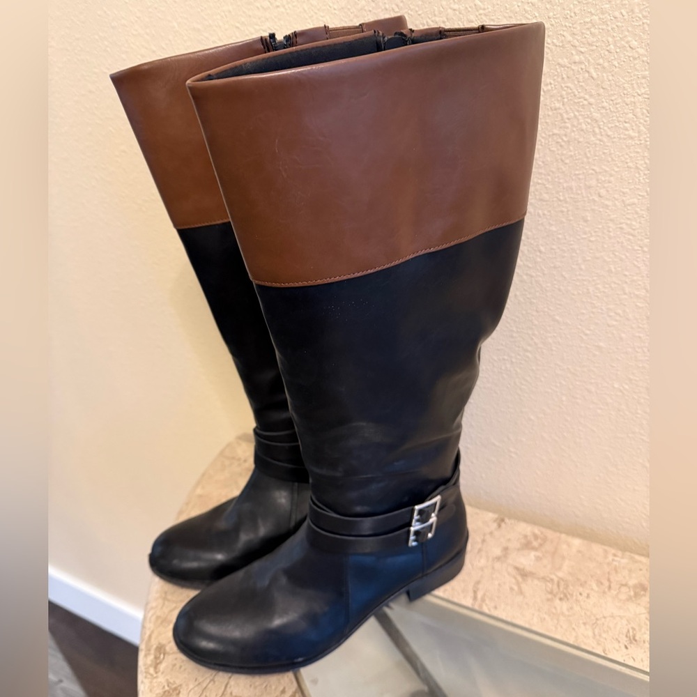 Two-Tone Brown and Black Women's Boots
